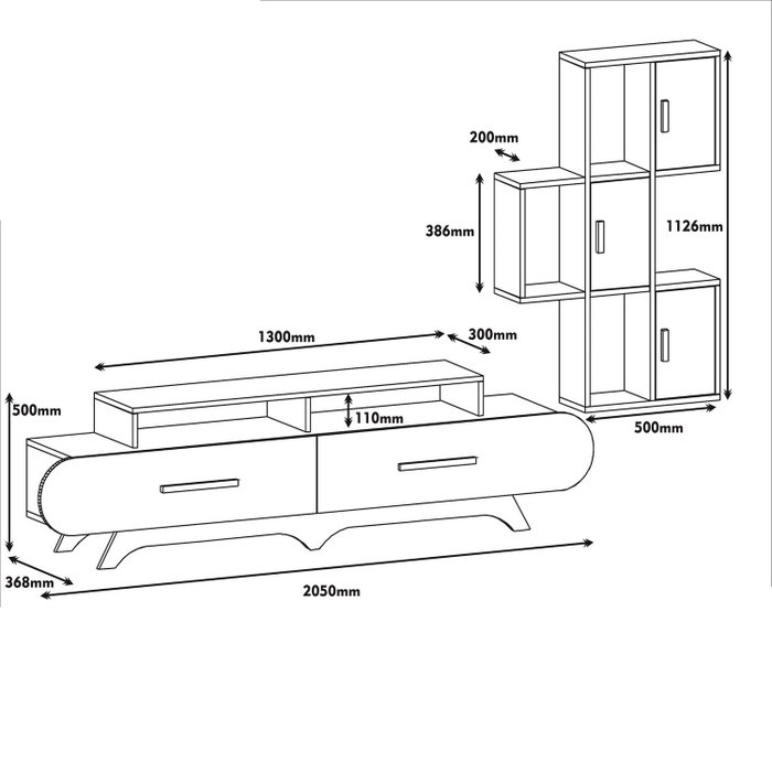 Hanah Home Flora S - Mueble de TV Nogal y Blanco